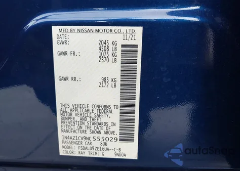 2022 Nissan Leaf Sv 40 Kwh z USA, uszkodzony, nr VIN 1N4AZ1CV9NC555029